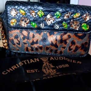 Christian Audigier Leopard Print Y2K Crossbody NWOT w Dustbag